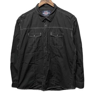 vintage 90s Y2K echo Black button up collared 2 chest pocket retro casual shirt